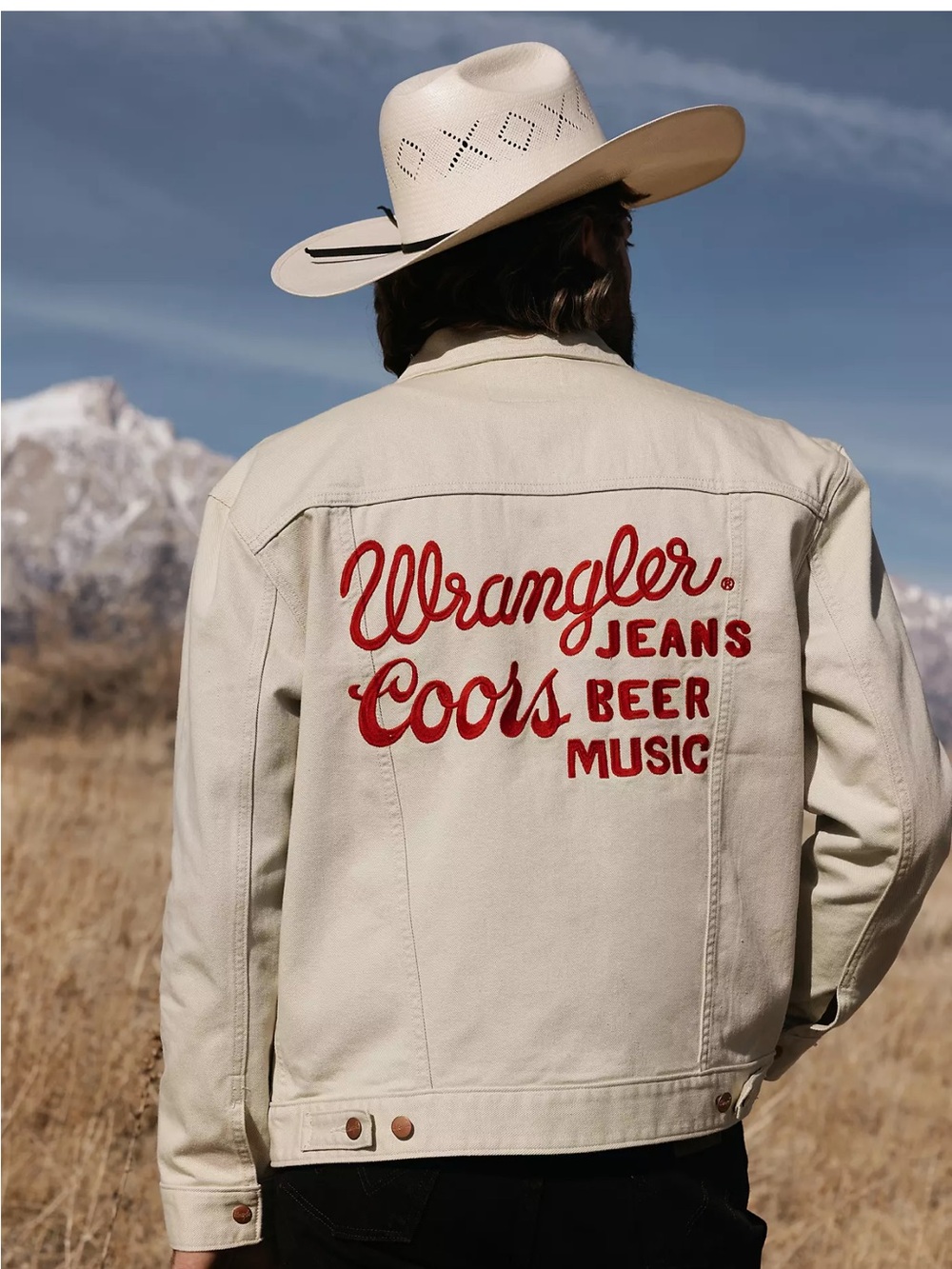 NWT Wrangler x Coors Cream Denim Jacket with Red Script